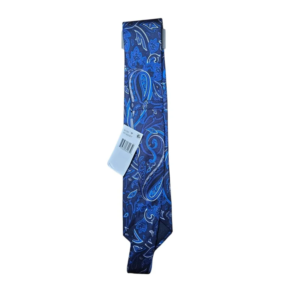 Michael Kors Blue Paisley Necktie - Silk‎ Blend, Classic Men's Tie
